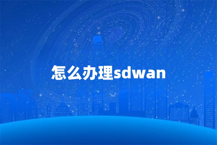 怎么办理sdwan